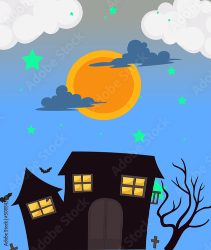 A full moon and the haunted house