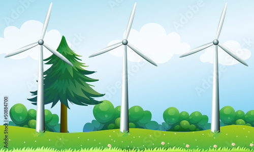 The three windmills above the hills