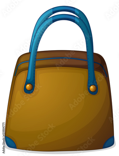 A bag with a blue handle