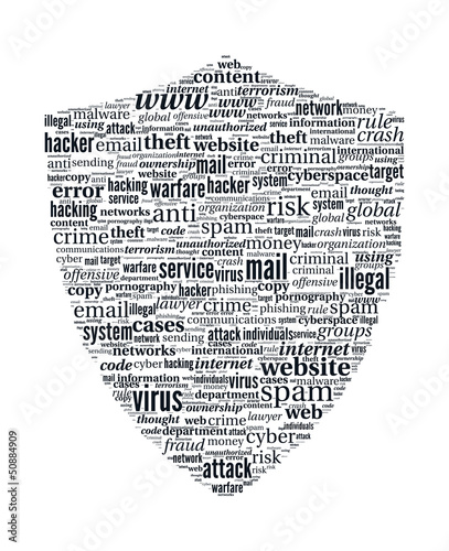Hacker Shield Vector Word Cloud - Internet Security Concept