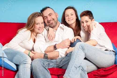 happy family on the couch