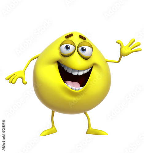 3d cartoon cute yellow monster