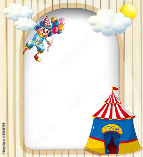 A template with a clown and a circus tent