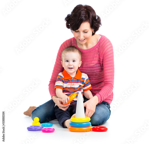 baby boy and mother playing...