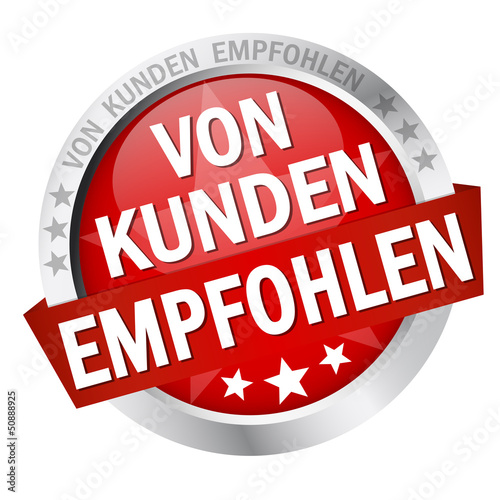 Button mit Banner " VON KUNDEN EMPFOHLEN "