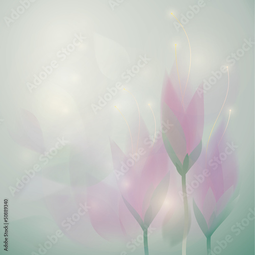 Meadow saffron / Square card with pastel flowers