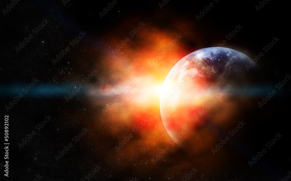 Obraz premium realistyczna planeta ziemia w kosmosie