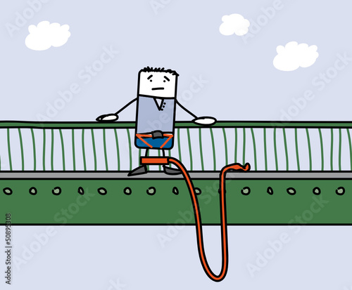 Personnage qui saute à l'élastique d'un pont