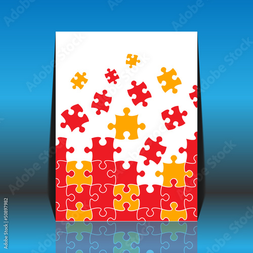 Puzzle pieces vector - flyer design