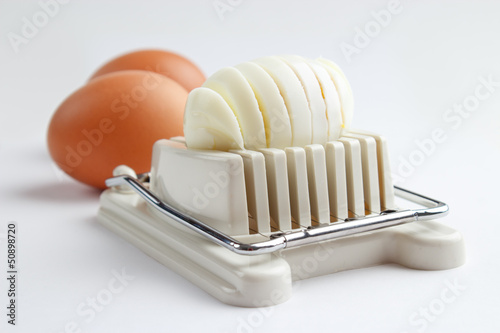 Egg slicer and boiled eggs