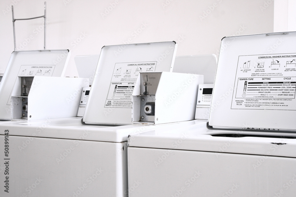 Laundry mat washer angle view Laundry mat washer angle view