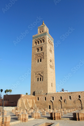 Koutoubia Mosque, most famous symbol of Marrakesh city, Morocco.