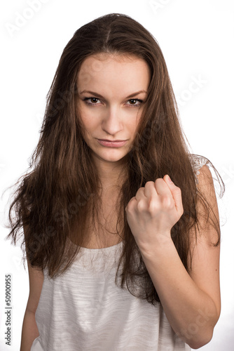 young girl looking for a fight
