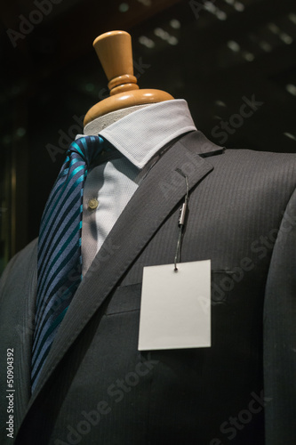 Dark Gray Striped Jacket With A Blank Tag (Vertical)