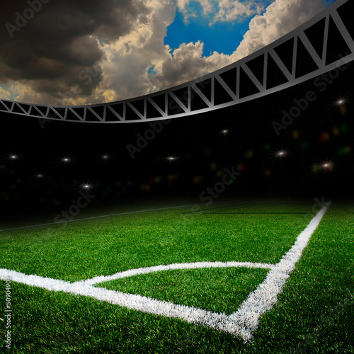 soccer field with bright lights