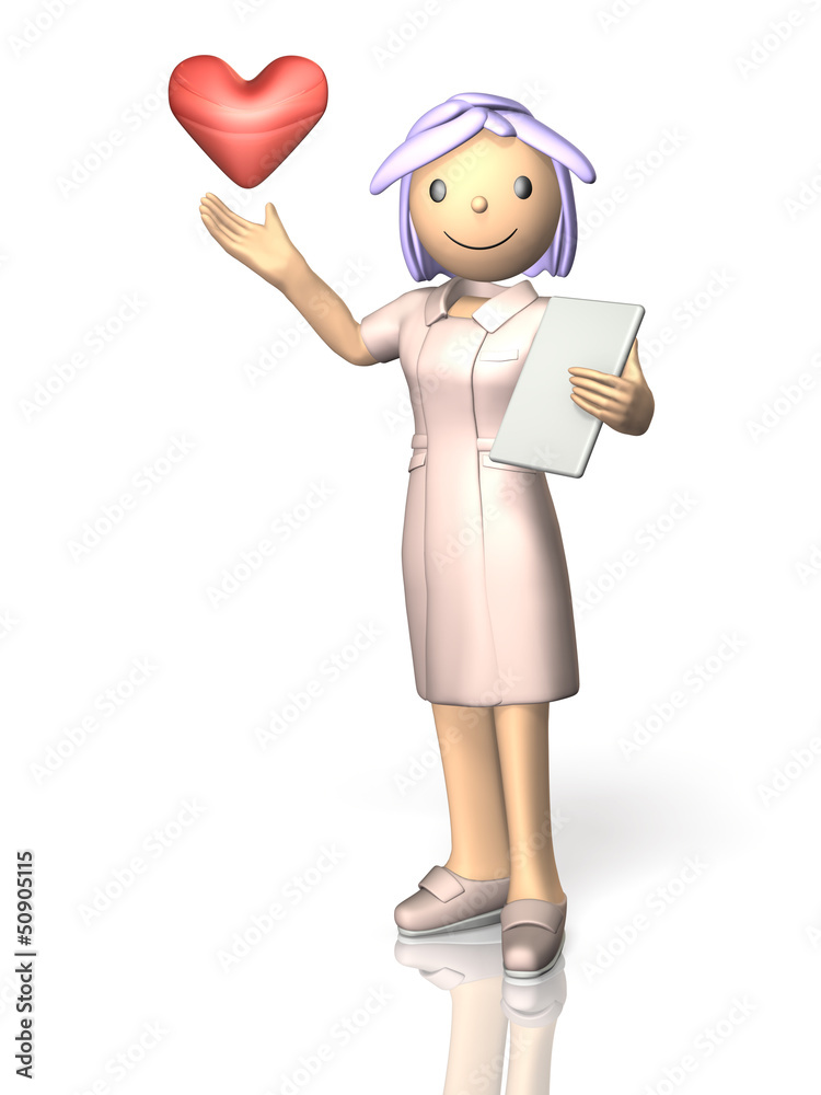 Nurse smiles gentle.