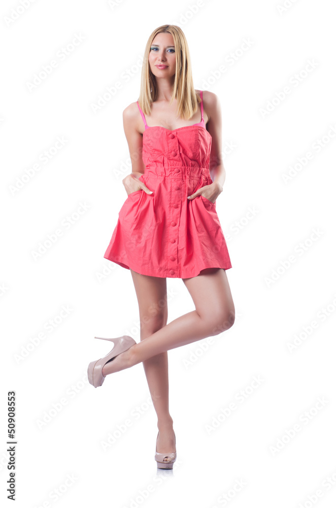 Fashion concept with tall model on white Fashion concept with tall model on white