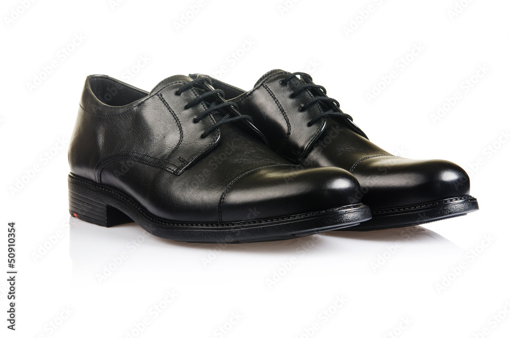 Fashion concept with male shoes on white Fashion concept with male shoes on white