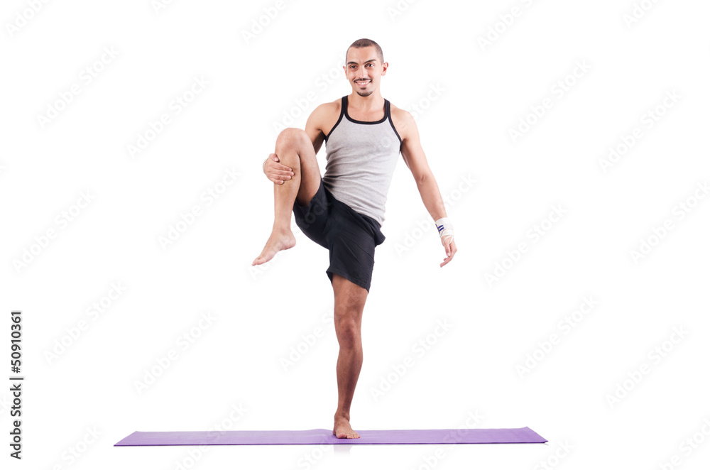 Man doing exercises on white Man doing exercises on white
