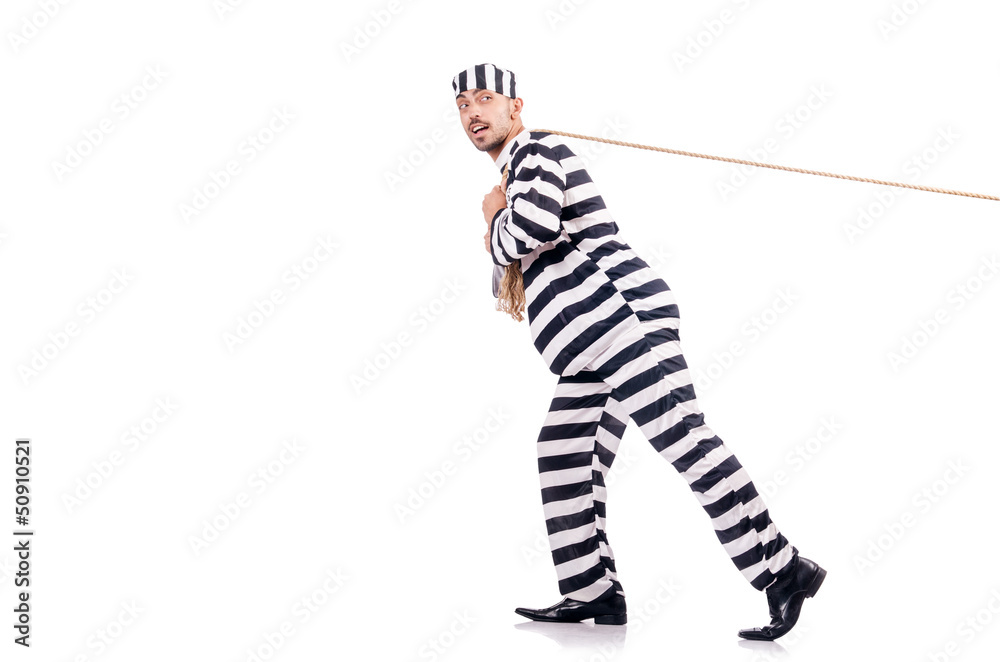 Convict criminal in striped uniform Convict criminal in striped uniform