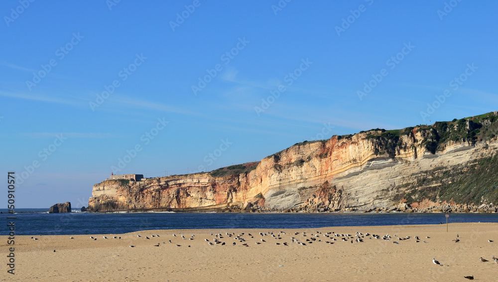 Atlantic ocean beach Nazare during the winter Atlantic ocean beach Nazare during the winter