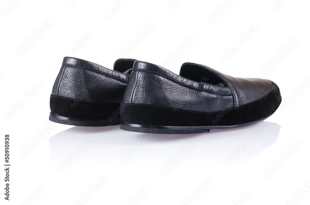 Fashion concept with male shoes on white Fashion concept with male shoes on white