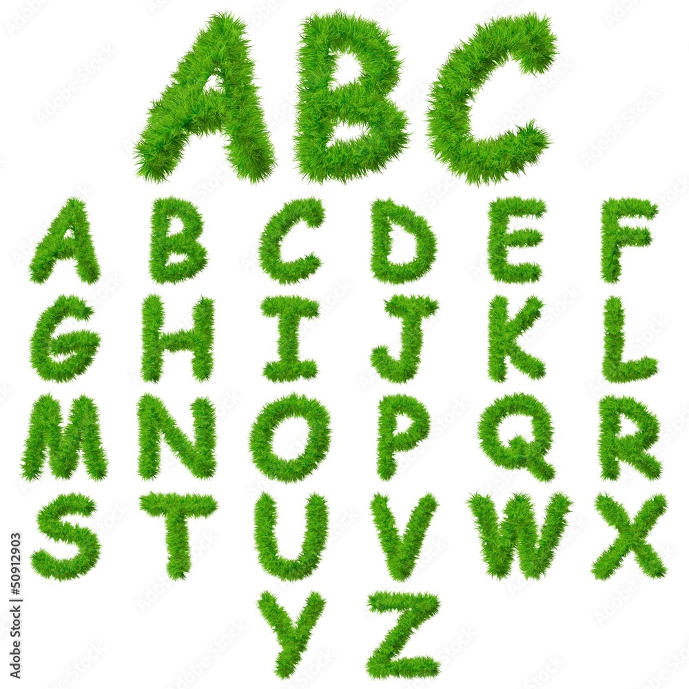 Conceptual set of green grass eco font isolated Conceptual set of green grass eco font isolated