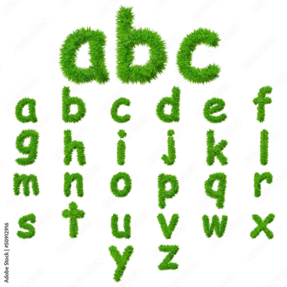 Conceptual set of green grass eco font isolated Conceptual set of green grass eco font isolated