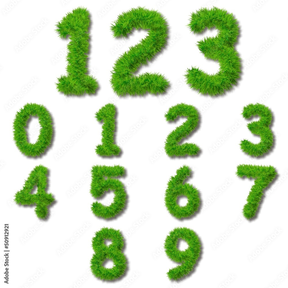 Conceptual set of green grass eco font isolated Conceptual set of green grass eco font isolated
