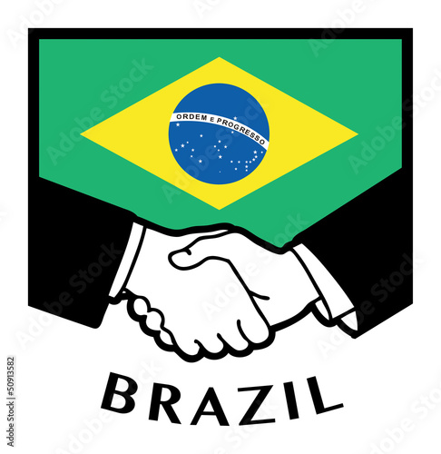 Brazil flag and business handshake, vector illustration photo