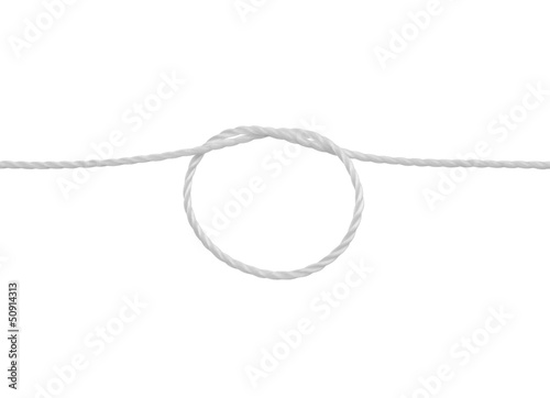 Rope knot on white background photo