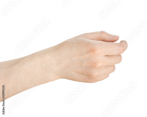 hand hold something on a white background