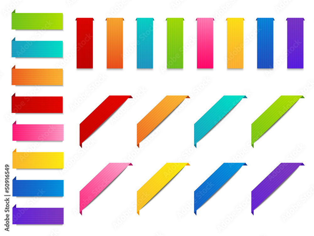 Set of color paper ribbons