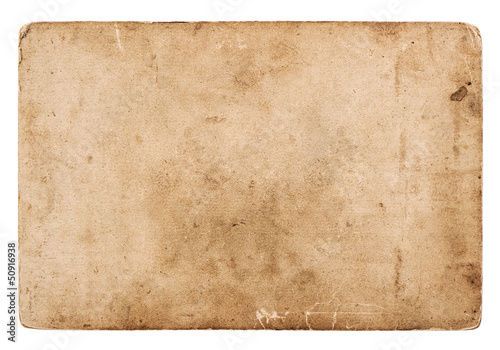 old blank photo card isolated on white