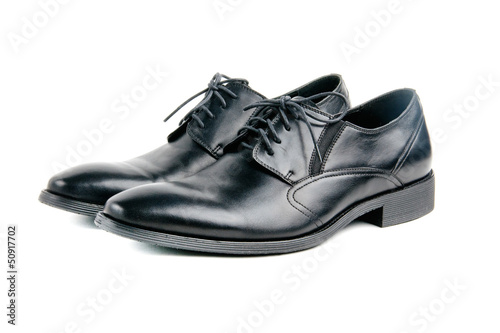 Stylish black leather men laced shoes