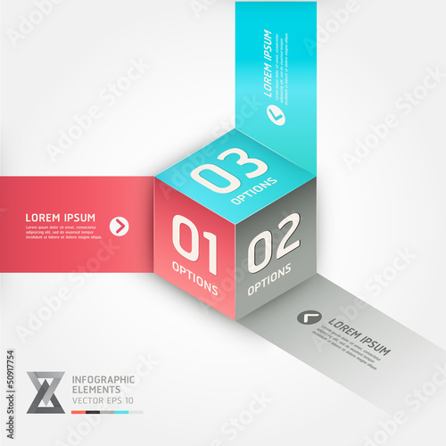 Modern cube origami style options banner. Vector illustration.