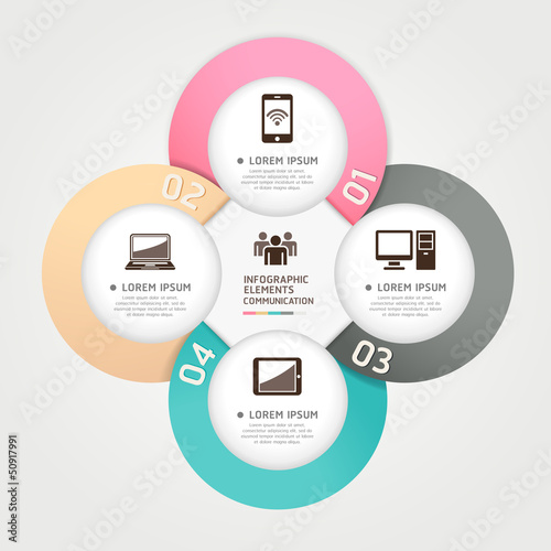 Modern communication technology circle origami style options
