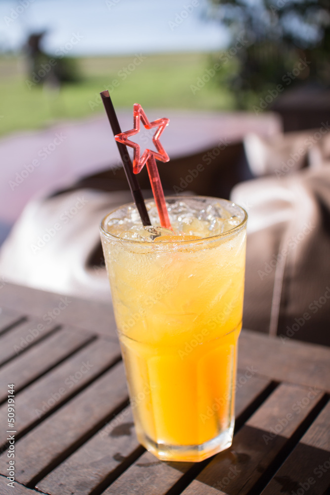 passion fruit juice with ice on the beach cafe restaurant passion fruit juice with ice on the beach cafe restaurant