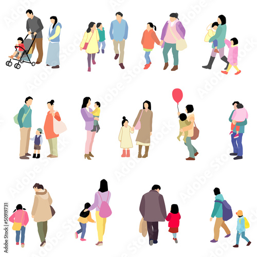 親子のポーズ線画