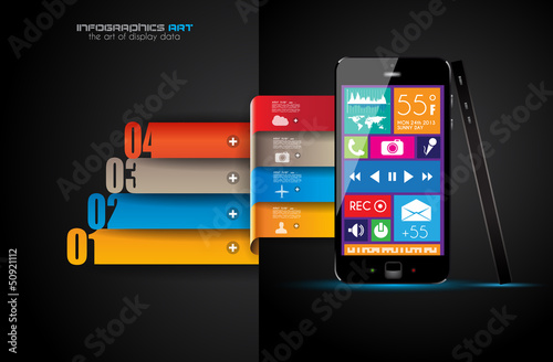Modern Infographic with a touch screen smartphone
