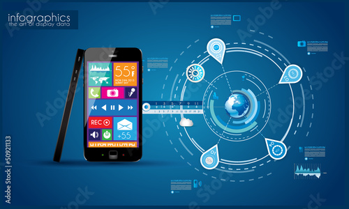 Modern Infographic with a touch screen smartphone