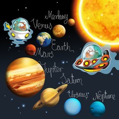 Fototapete Kosmos Außerirdische im Ufo für Kinderzimmer  © honeyflavour