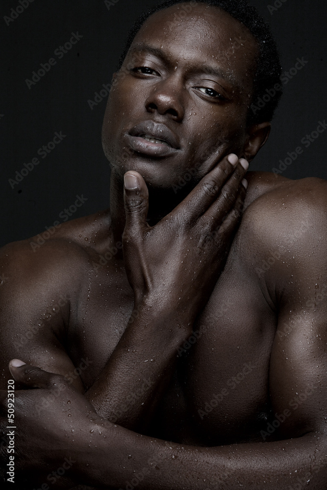 Portrait of a Naked Man with Wet Body