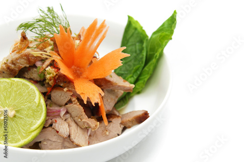 Grilled pork with seafood sauce
