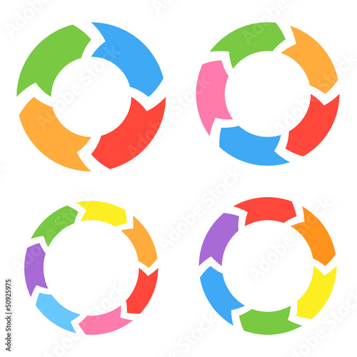 Vászonkép Color Circle Arrows Set. Vector