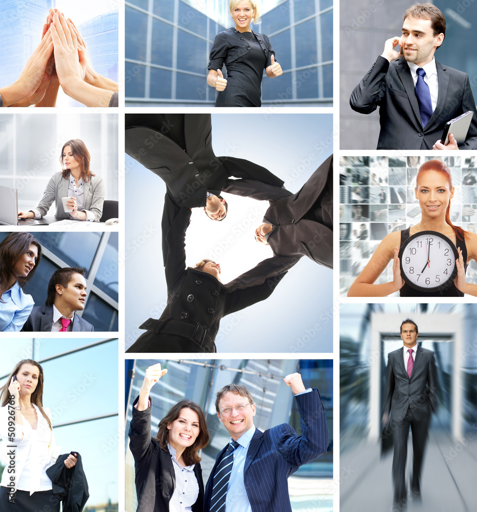 Collage with a lot of different business people working together Collage with a lot of different business people working together