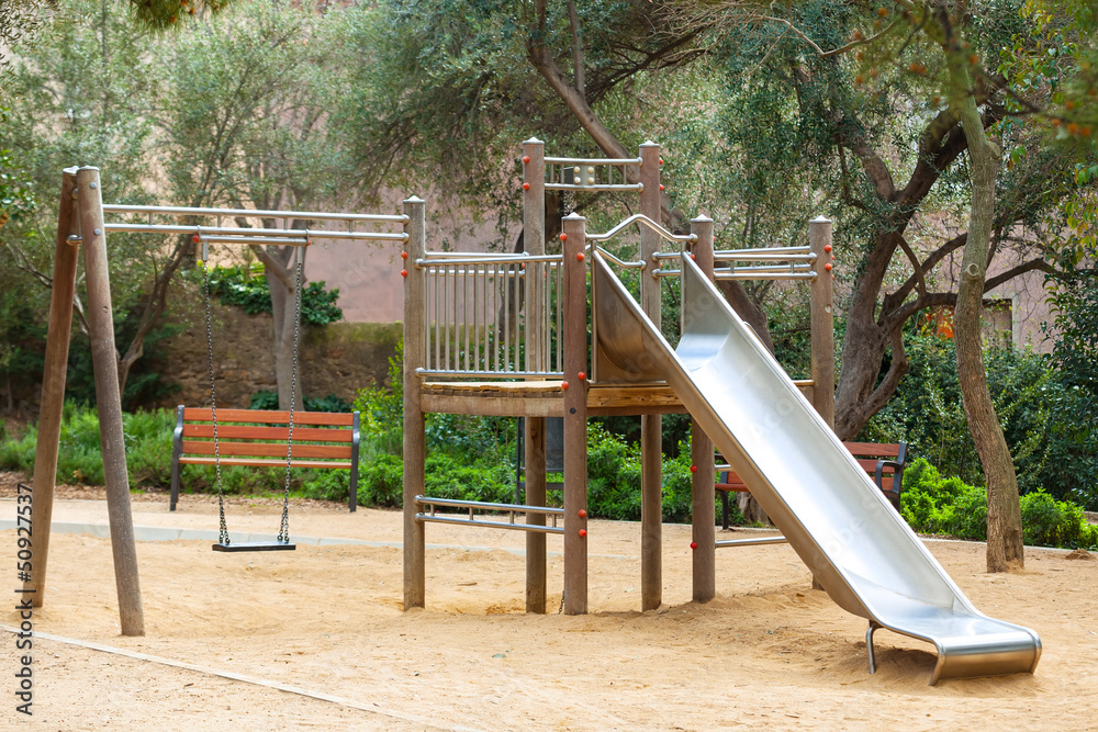  playground with metal slide
