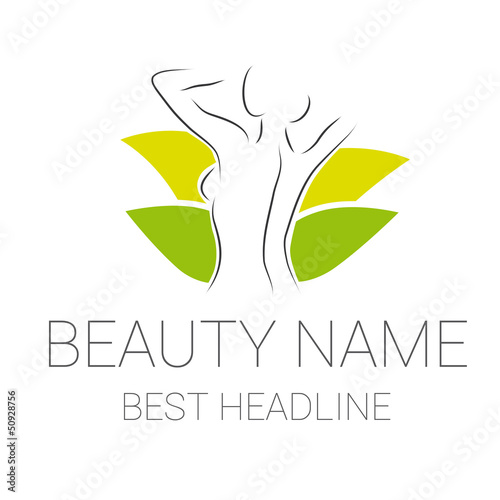 Beauty wellness logo vector green