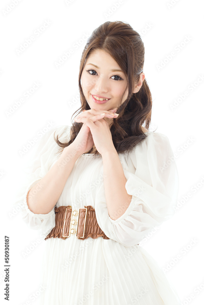 Beautiful asian woman relaxing on white background Beautiful asian woman relaxing on white background