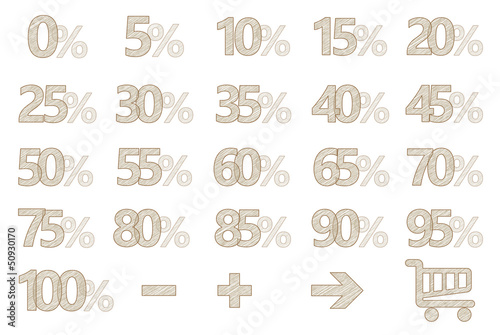 Rabatt Schilder Scribble Prozent Sepia